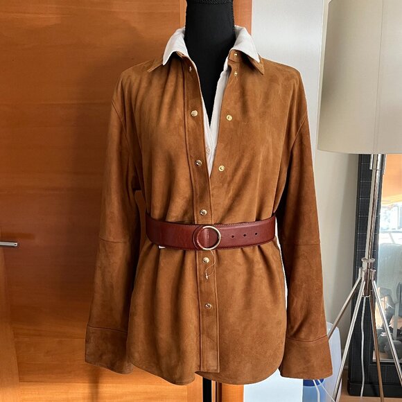 Madewell Straight-Hem Button-Up Lightweight Suede Jacket NWT, S - Picture 10 of 10